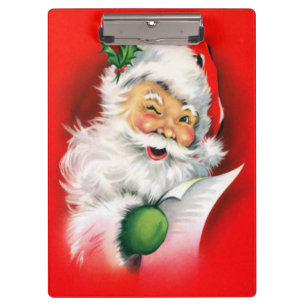 Vintage Christmas Winking Santa Clipboard