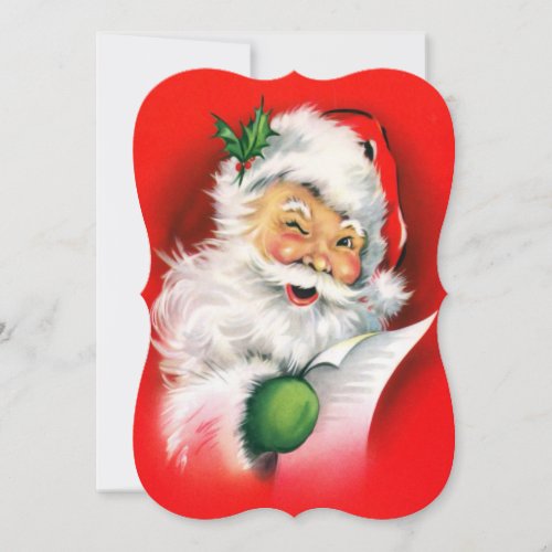 Vintage Christmas Winking Santa Invitation