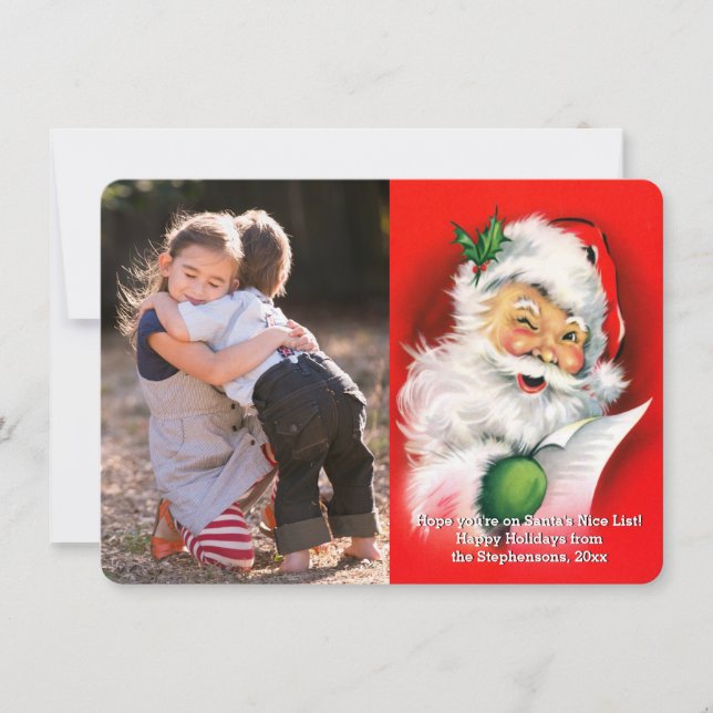 Vintage Christmas Winking Santa Photo Card (Front)