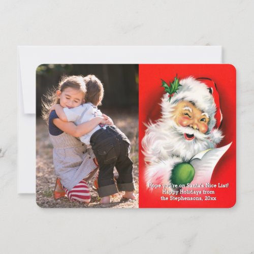 Vintage Christmas Winking Santa Photo Card