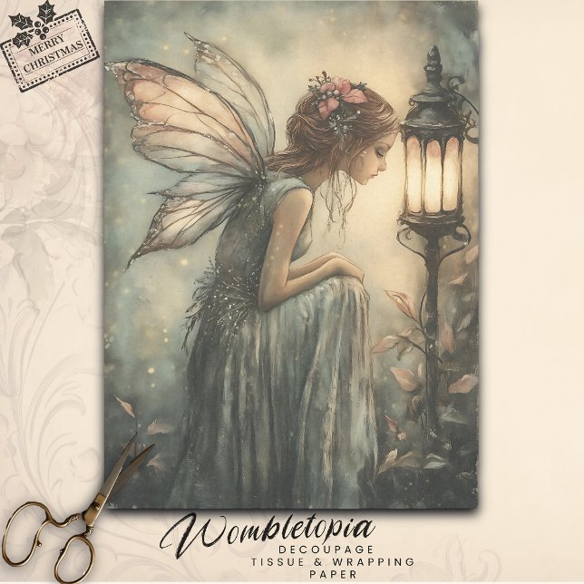 Vintage Christmas Winter Fairy & Lamp Decoupage Tissue Paper (Creator Uploaded)