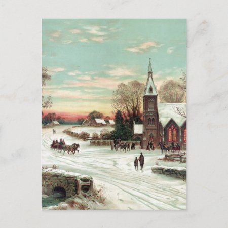 Vintage Christmas Winter Holiday Postcard