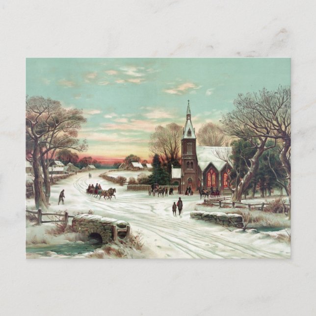 Vintage Christmas Winter Holiday Postcard (Front)
