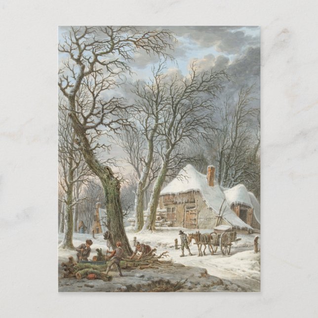 Vintage Christmas Winter Landscape Postcard (Front)