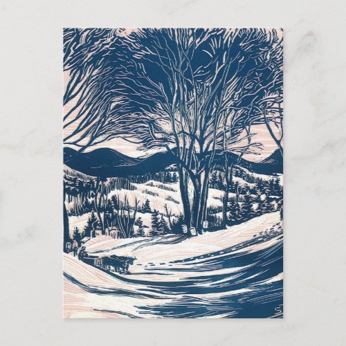 Vintage Christmas Winter Mountain Landscape Holiday Postcard