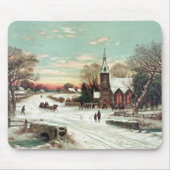 Vintage Christmas Winter Mouse Pad by christmas__gifts at Zazzle