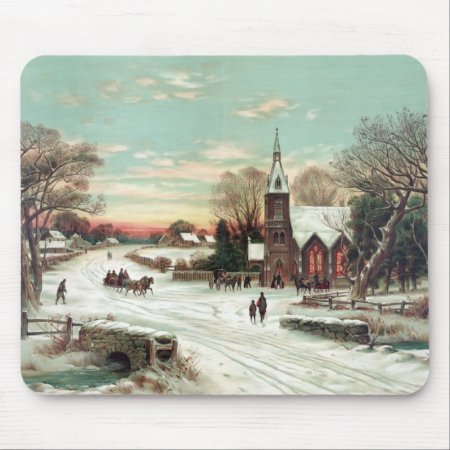 Vintage Christmas Winter Mouse Pad