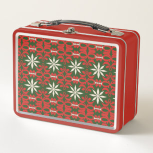 Vintage Christmas/winter patterned Metal Lunch Box