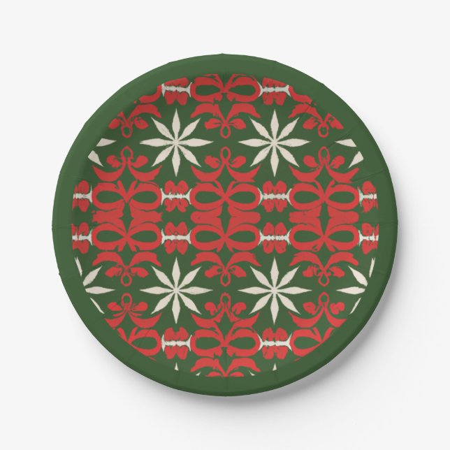 Vintage Christmas/winter patterned  Paper Plates (Front)