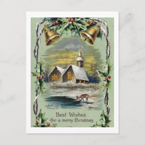 Vintage Christmas Winter Scene Holiday Postcard