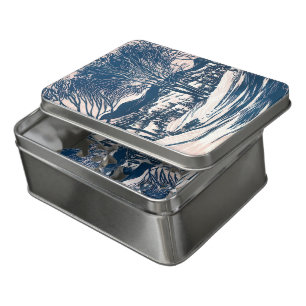 Vintage Christmas, Winter Snow Mountain Landscape Jigsaw Puzzle