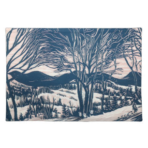 Vintage Christmas, Winter Snow Mountain Landscape Placemat