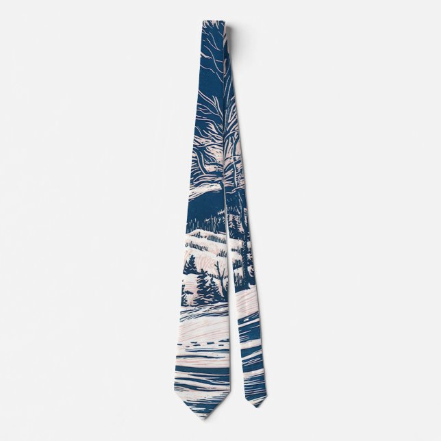 Vintage Christmas, Winter Snow Mountain Landscape  Tie (Front)