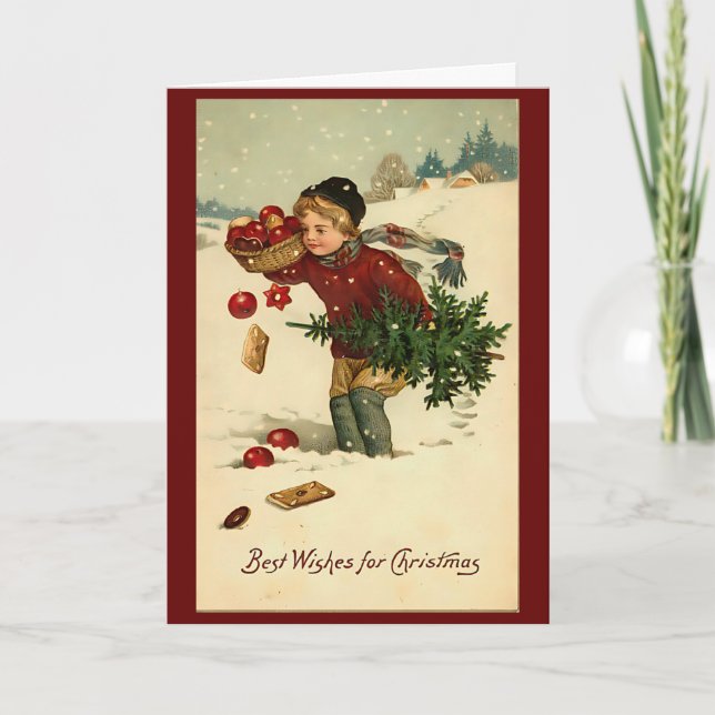 Vintage Christmas Winter Snow Retro Card (Front)