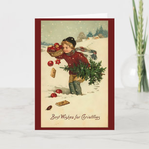 Vintage Christmas Winter Snow Retro Card