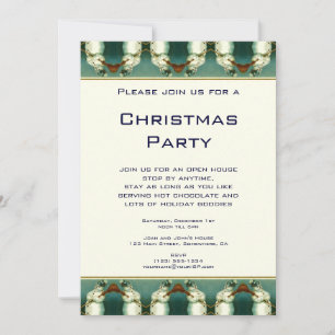 Vintage Christmas, Winter, Snow, Snowman Pattern Invitation