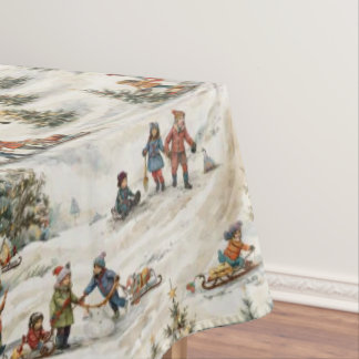 Vintage Christmas Winter Wonderland Tablecloth