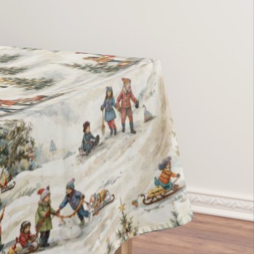 Vintage Christmas Winter Wonderland Tablecloth