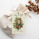 Vintage Christmas Winter Woodland Owl Name  Gift Tags<br><div class="desc">Add a touch of nostalgia to your presents with these vintage Christmas gift tags featuring a charming woodland trees and cute owl design. Perfect for a woodland Christmas theme, these colorful tags in classic red and green bring a retro flair to your gift wrapping. Each tag includes a convenient "To"...</div>