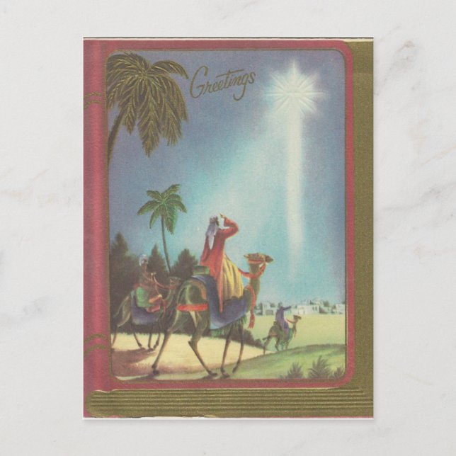 Vintage Christmas Wise Men Holiday Postcard (Front)