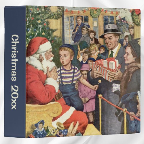 Vintage Christmas Wish Boy on Santa Claus Lap Binder