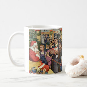 Vintage Christmas Wish, Boy on Santa Claus Lap Coffee Mug