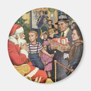 Vintage Christmas Wish, Boy on Santa Claus Lap Magnet