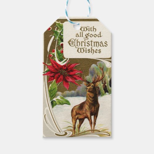 Vintage Christmas Wish Deer Gift Tags