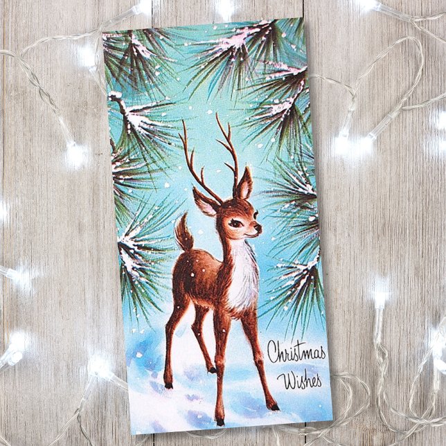 Vintage Christmas Wishes Deer Holiday Card (Creator Uploaded)