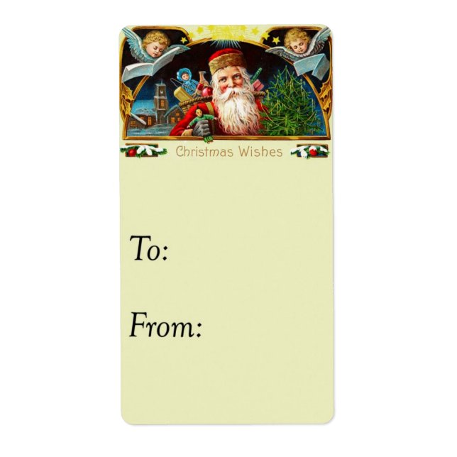 Vintage Christmas Wishes Gift Tag (Front)