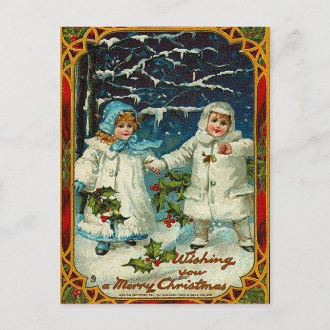 Vintage Christmas Wishes Postcard (Front)