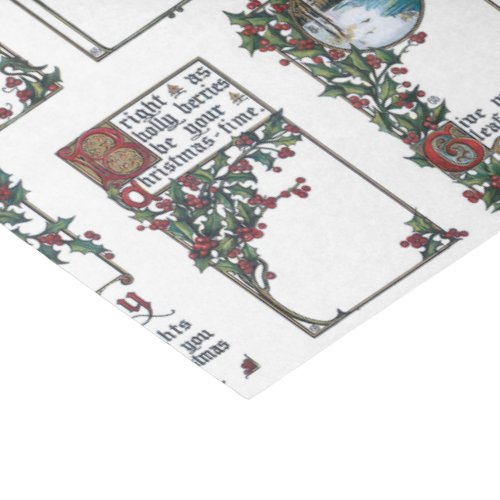 Vintage Christmas Wishes with Holly Borders Tissue Paper