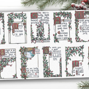 Vintage Christmas Wishes with Holly Borders Tissue Paper
