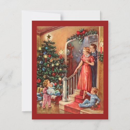 Vintage Christmas With Family Holiday Card