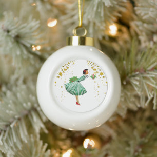 Vintage Christmas Woman blowing out a candle Ceramic Ball Christmas Ornament