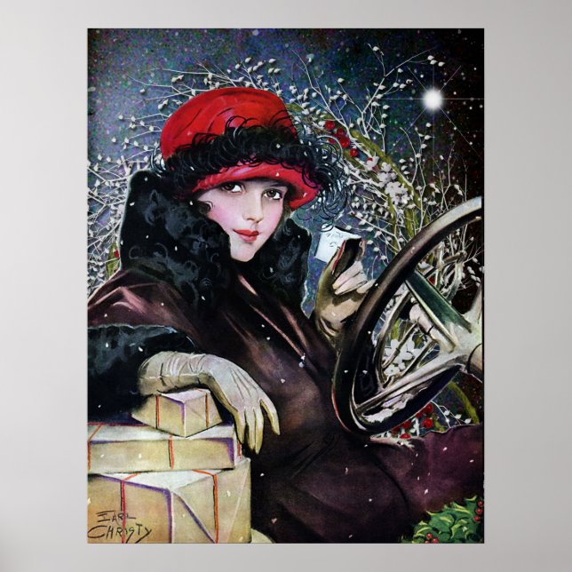 Vintage Christmas Woman Poster (Front)