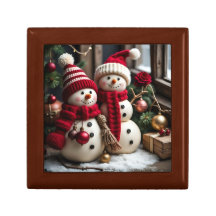 Vintage Christmas - Wooden Jewelry Keepsake Box