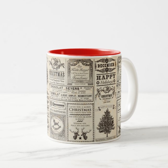 Vintage Christmas Words Mug (Front Right)