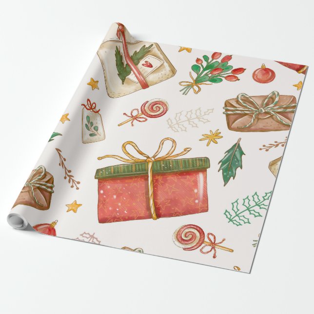"Vintage Christmas" Wrapping Paper (Unrolled)