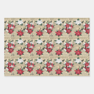 Vintage Christmas Wrapping Paper Set of Three