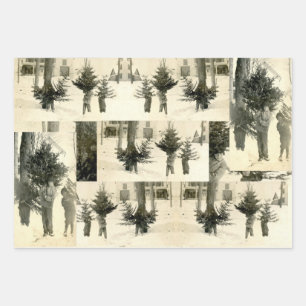 Vintage Christmas Wrapping Paper Sheets