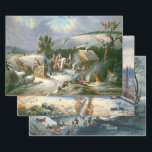Vintage Christmas Wrapping Paper VALLEY FORGE...<br><div class="desc">3 x original vintage festive Winter theme fine art sheets of Christmas wrapping paper - VALLEY FORGE, ROME, 19th CENTURY AMERICA... . TOP [Image 1]: Washington at Valley Forge - Anon. (mid 19th century). MIDDLE [Image 2]: Santa Trinità dei Monti in the Snow - André Giroux (1825-1830). BOTTOM [Image 3]:...</div>