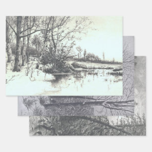 Vintage Christmas Wrapping Paper WINTER WOODS...