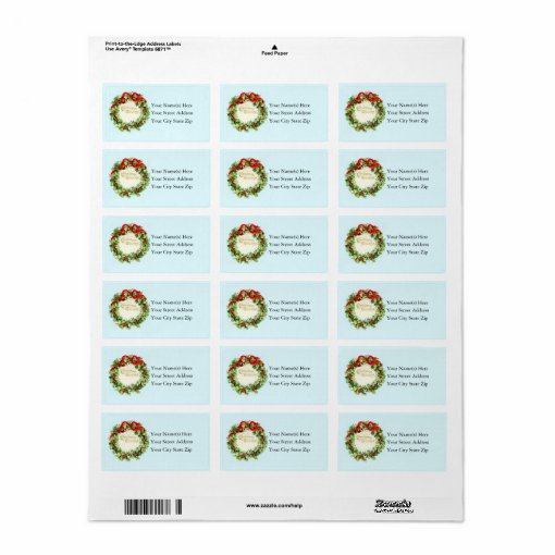 Vintage Christmas Wreath Address Label | Zazzle