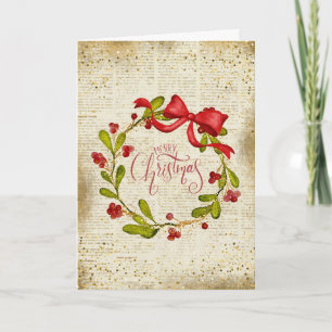 Vintage Christmas Wreath and Bow Card