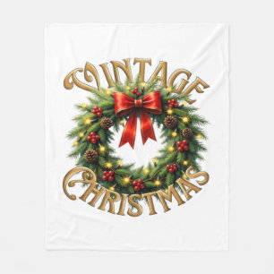 Vintage Christmas Wreath Classic Fleece Blanket