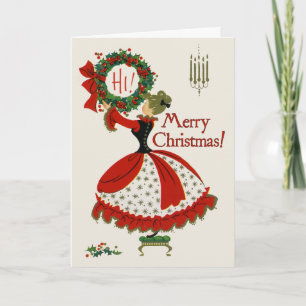 Vintage Christmas Wreath Greeting Card