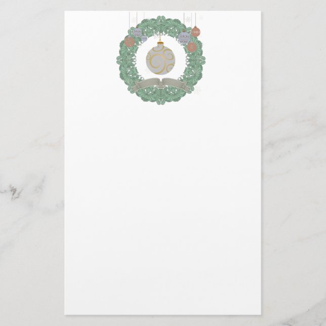 Vintage Christmas Wreath Stationery (Front)