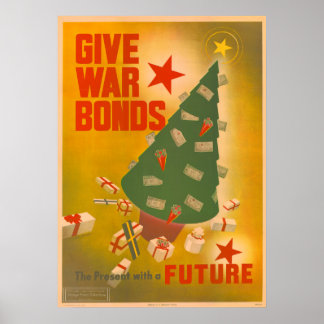 Vintage Christmas WWII Bond Drive Poster Art
