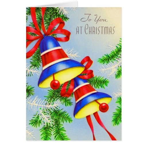 Vintage Christmas Xmas Bells Card | Zazzle